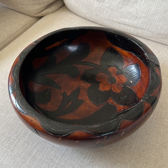 🤎 Vintage Wood Floral Catch-all Bowl - Picture 6 of 8